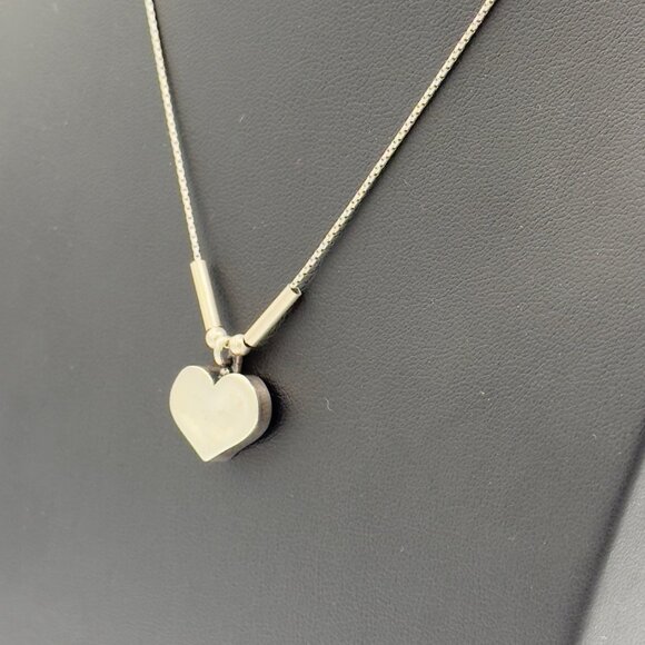 DIDAE 925 Sterling Silver Vintage Signed Heart Link Style Chain Necklace 16" - Picture 3 of 16